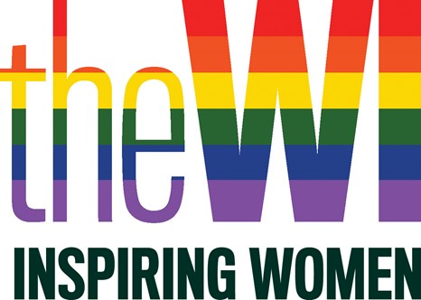 The WI logo in the colours of the Pride flag